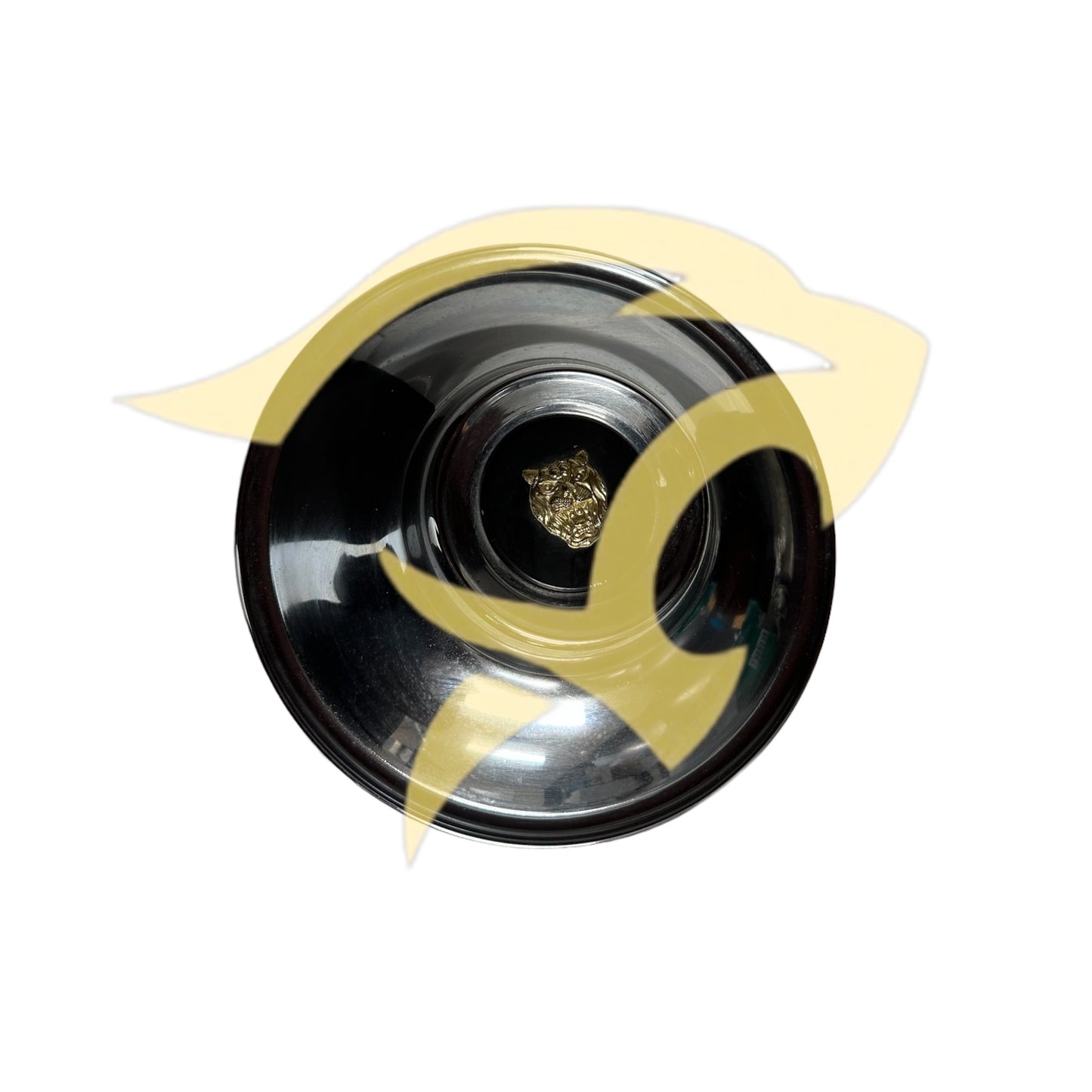 Small Chrome Hub Cap with Black Gold Face- C30283