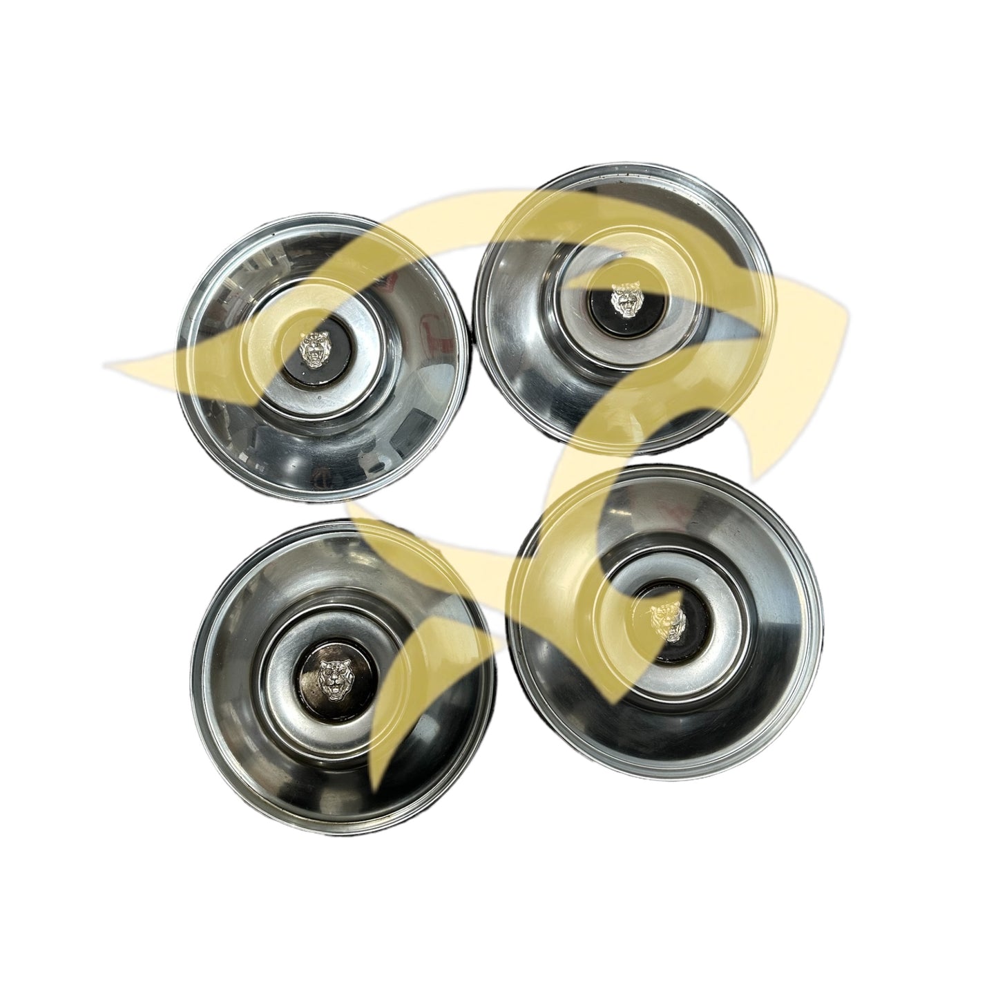 Set of Large Chrome Hub Caps with Silver Jaguar Badge - C27134