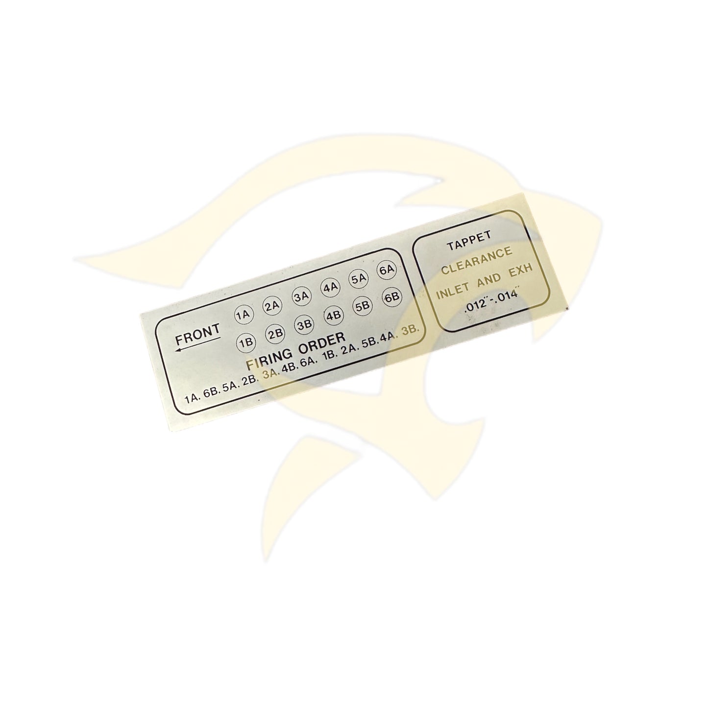 Tappet Clearance & Firing Order Plaque - C34433