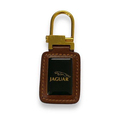 Jaguar brown leather key chain